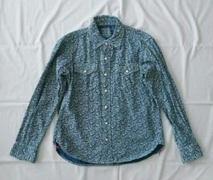 IRON HEART 5oz Chambray Western Paisley Shirt Indigo Blue Size XS #3 - Picture 1 of 6