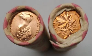 Rollo de máquina bancaria Canadian Penny CIBC 1979 papel blanco rojo (50 quilates) x 2 lote 7 - Imagen 1 de 3