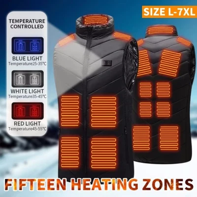 15 Zonas Climatizadas Chaleco Calefacción Hombres Mujeres Invierno Chaqueta Cálida Carga USB Foto 1 de 4