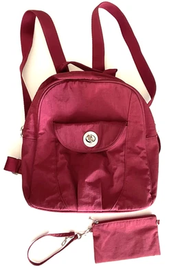 BAGGALLINI NAPLES Backpack Daypack Convertible Sling WINE MAROON w Zipper Pouch - Image 1 of 4