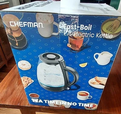 CHEFMAN 1.7L Fast-Boil Glass Electric Kettle with LED Light - NIB - Image 1 of 3