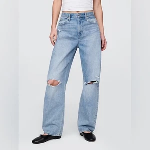 GAP Neu ohne Etikett High Rise Barrel Jeans Größe 30 | 10R Distressed Baumwolle - Bild 1 von 16