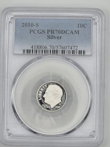 2010-S 10C Roosevelt Dime Silver PCGS PR70DCAM Proof 70 Ultra Cameo Top Grade - Picture 1 of 4
