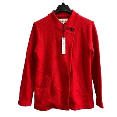 Nicole Miller Suéter Chaqueta Mujer M Rojo Mezcla Lana Hervida Vacaciones Oficina Foto 1 de 4