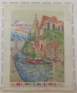 HANDPAINTED NEEDLEPOINT - House on Water Scene (113) - Picture 1 of 1