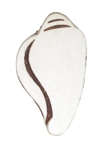 Conch Shell Seaside Stamp 3.5cm x 6.2cm Indian Hand Carved Wooden Printing Block - Picture 1 of 3