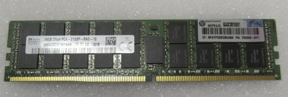 HP 16GB 2Rx4 PC4-2133P DDR4 REG ECC Memory Module 752369-EF1 - DL360 DL380 Gen9 - Image 1 of 1
