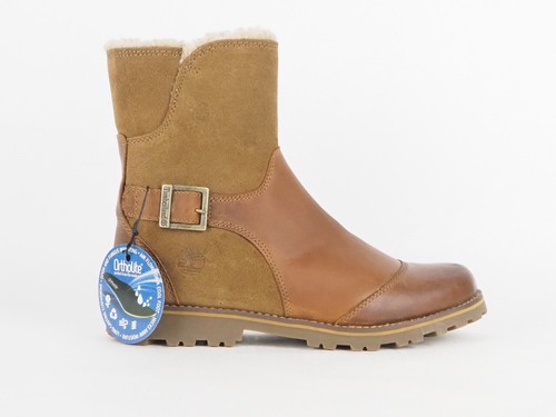 Stivali Timberland Skyhaven Mid A14OD da ragazzo junior in pelle di shearling marrone con zip