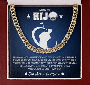 Regalo Para Hijo de Mamá Jugador de Golf Cadena Cubana 14K Cumpleaños Navidad - Imagen 1 de 28