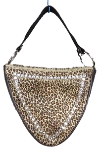 b b simon Cowhide Purse Handbag brown chettah pattern with Crystals Western bag - Picture 1 of 11