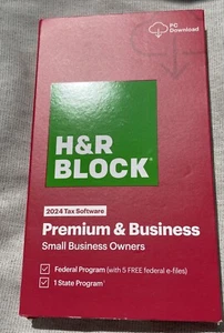 H&R Block Tax Software Premium & Business 2024 PC Only [Boxed Key Card] - Afbeelding 1 van 1