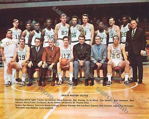 Foto del equipo Boston Celtics 1969-1970 8x10 Havlicek blanco Nelson Auerbach Heinsohn - Imagen 1 de 1
