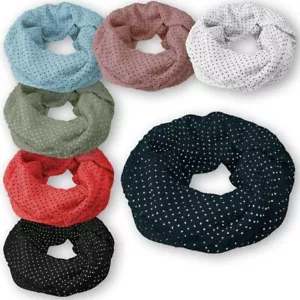 leichter Crinkle Loopschal Punkte Halstuch Schal gepunktet Knitterlook Damen - Bild 1 von 15