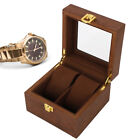 Wooden Watch Case 2 Slot Clamshell Watch Storage Box Organizer Black Walnut BGS