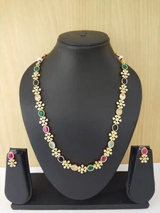 CZ Diamond Necklace / Indian Jewelry/ Indian CZ Necklace/ Pakistani Jewelry - Picture 1 of 2