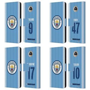 MAN CITY FC 2023/24 PLAYERS HOME KIT LEATHER BOOK CASE FOR MOTOROLA PHONES