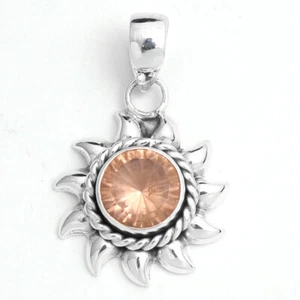Morganite Gemstone Pendant 925 Solid Sterling Silver HANDMADE Fine Jewelry - Picture 1 of 2