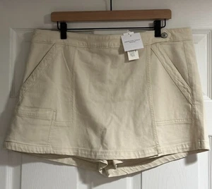 NWT American Eagle Womens High Waisted Beige Mini Skort Shorts Stretch Size 16 - Picture 1 of 11