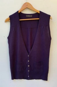 FIELDS Womens Deep Purple Merino Wool Blend Button Up Knit Vest Size S - Picture 1 of 8