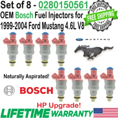 Genuine Bosch 8Pcs HP-Upgrade Fuel Injectors for 1999-2004 Ford Mustang 4.6L V8 Foto 1 de 4