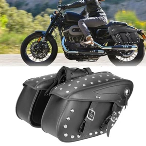 Side Saddle Bags Luggage For Harley Touring Road Glide Dyna Softail Sportster - Picture 1 of 12