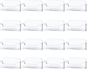 16 Pack Clear Desktop Business Card Holder Display, Plastic Business Card Stand - Picture 1 of 12