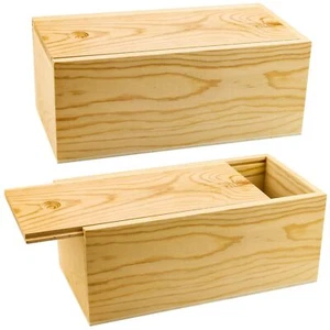 2 Pack Unfinished Wood Storage Box With Slide Lidblank Natural Wood Box Case Con - Picture 1 of 6