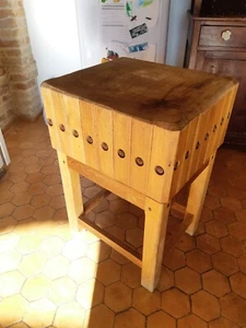 Bellissimo vecchio CEPPO da MACELLAIO in legno massello 50x58x84cm vintage 1980 - Foto 1 di 7