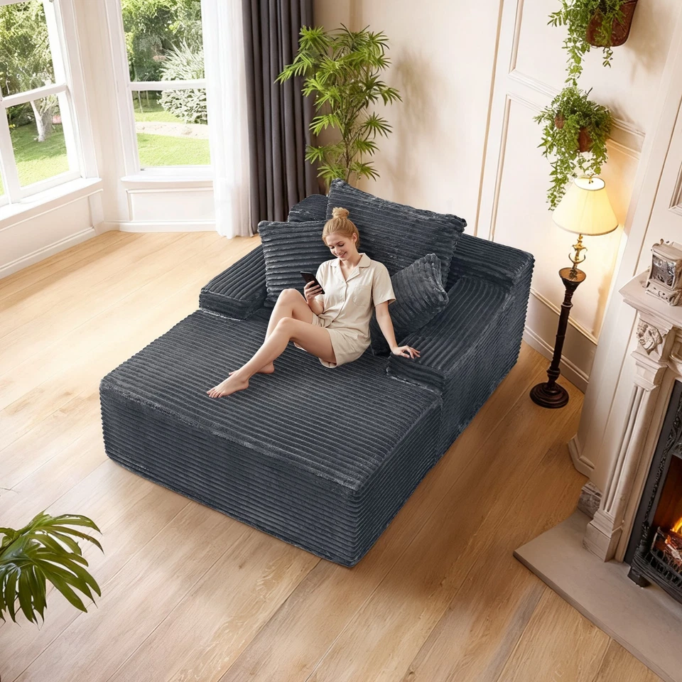 53,5 «W негабаритный шезлонг шезлонг стул для помещений, бескостный диван с 4 подушками - Изображение 1 из 1