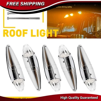 5x Luz de techo marcadora de cabina torpedo 17 LED transparente/ámbar para Peterbilt Kenworth Mack Foto 1 de 4