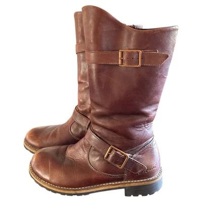 Patagonia Thatcher Marrón/Rojo Cuero Montar Motociclista Cremallera Botas Vibram Mujeres 7.5 Foto 1 de 4