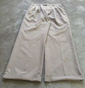 VTG Men’s Baggy Wide Light Brown Pleated Cuffed Dress Pants 34x32 11” Leg - Picture 1 of 16