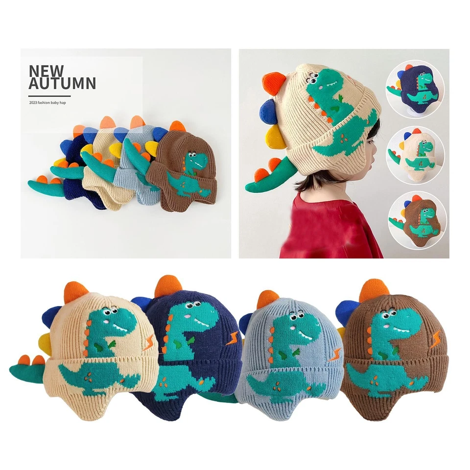 Sombrero tejido con oreja de dinosaurio gorro tejido a prueba de viento sombrero cálido sombrero de esquí oreja Foto 1 de 1