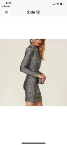Alexia Admor Rainbow Sequin Mini Dress Size 6 Bodycon Long Sleeve Ruched $295 - Picture 1 of 17