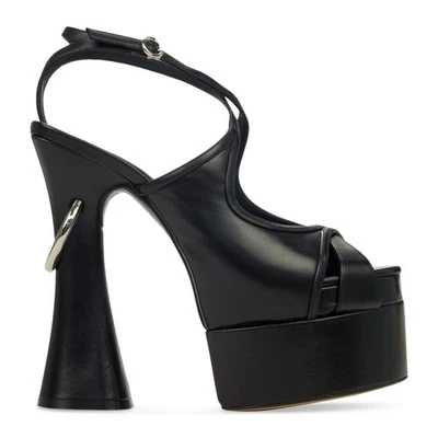 全新带盒 LANVIN 黑色微笑 105 平台凉鞋 高跟鞋 尺寸 40 $2145 — 第 1/4 张图片