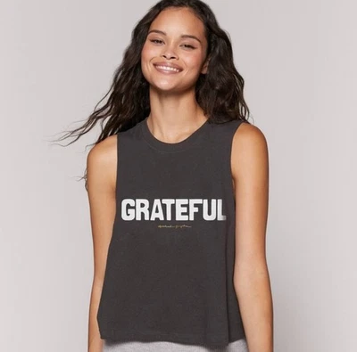 Camiseta sin mangas Spiritual Gangster Muscle gris para mujer gráfico inspirador agradecido Foto 1 de 4