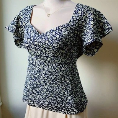 TORRID Peacoat Blue Challis Peplum Sweetheart Blouse NWT Size 1X - Image 1 of 4