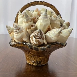 Vintage Keramikkorb gefüllt mit Muscheln - Bild 1 von 10