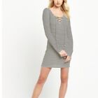 Ralph Lauren Denim Supply Neu mit Etikett schwarz/weiß gestreift Schnürung Stretch Baumwolle Kleid M