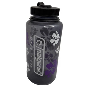 Nalgene Purple 32oz Wide Mouth Water Bottle USA Made BPA-Free Floral Outdoor Gym - Picture 1 of 11