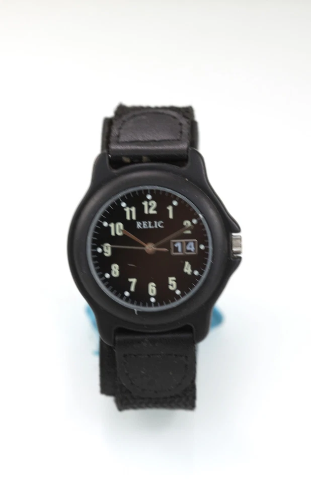 Reloj Hombre Reliquia Negro Acero Inoxidable Cuero Resistente al Agua Batería Fecha Cuarzo Foto 1 de 4