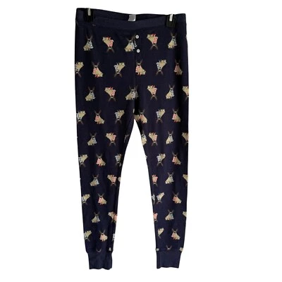 Pantalones de pijama térmicos para damas OLD NAVY azul marino Holiday Pugs, M Foto 1 de 4