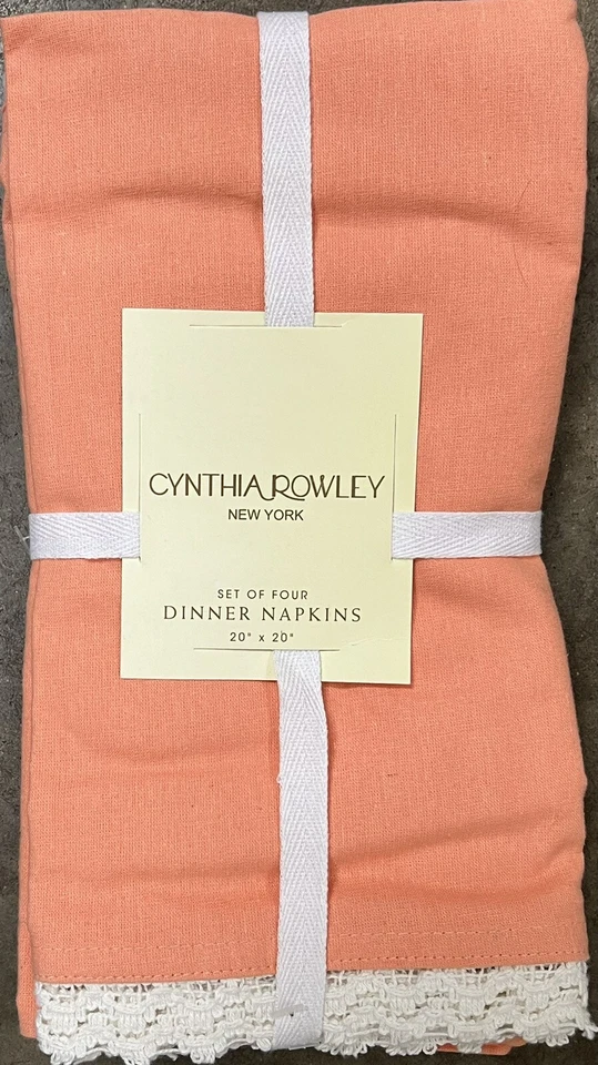 Cynthia Rowley Orange Lace Edge Cotton Cloth Napkins Set Of 4￼ - Image 1 of 1