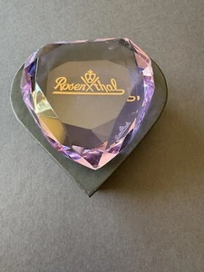 ROSENTHAL HEART-LILAC CRYSTAL PAPERWEIGHTS - Picture 1 of 16