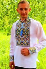 男性のためのウクライナ刺繍トラディションシャツ SorochkaTrizub (ウクライナ) S-XL