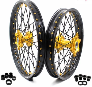 Llantas KKE 21/19"" aptas para Suzuki RM125 1996-2007 RM250 1996-2008 CNC bujes dorados - Imagen 1 de 12