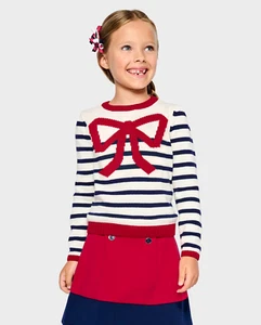 Gymboree Girls Bow Striped Sweater - Parisian Chic - white ~ Size 6 ~ NWOT - Picture 1 of 7