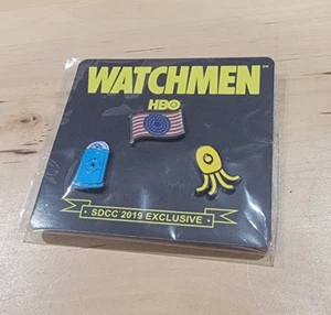 Watchmen HBO SDCC San Diego comic Con 2019 Exclusive 3 Enameled Pin Set New - Picture 1 of 3