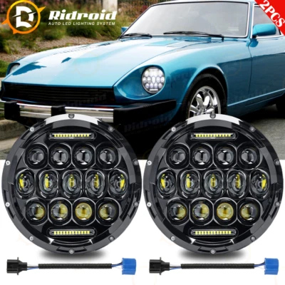 2PCS 7inch Round LED Headlights Hi/Lo Beam DRL For Datsun 280ZX/240Z/260Z/280Z - Image 1 of 4