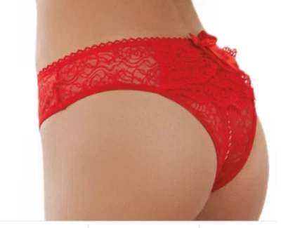 PANTALONES CORTOS ELÁSTICOS DE ENCAJE ABIERTO ENTREPIERNA TIRO BAJO CON VOLANTES DE ENCAJE TALLA GRANDE Foto 1 de 4